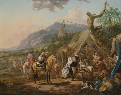 Comandante militare in un accampamento di montagna con festaioli da Johann Heinrich Roos