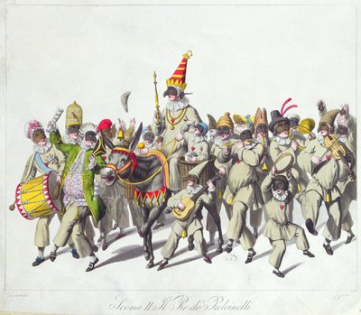 Processione del Re Punch durante il Carnevale Romano, inizio XIX secolo da Johann Heinrich Stuermer