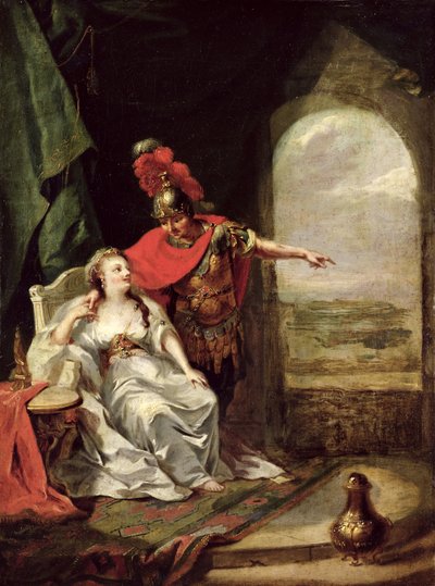 Antonio racconta a Cleopatra della sua vittoria sulla cavalleria di Ottaviano, c.1769 (dettaglio) da Johann Heinrich Tischbein