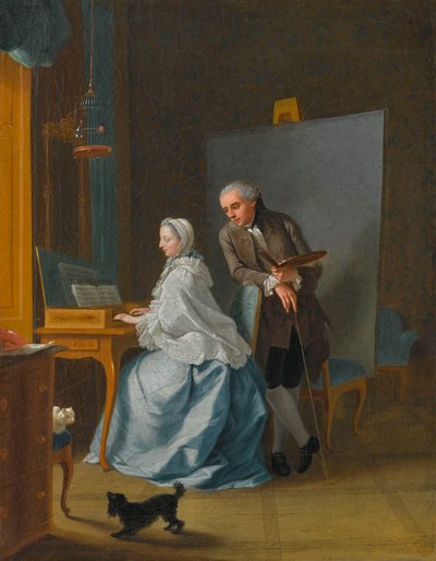 Autoritratto con sua moglie Marie Sophie al clavicembalo da Johann Heinrich Tischbein the Elder