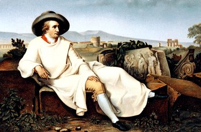Goethe in Italia, cartolina, c. 1900 da Johann Heinrich Wilhelm (after) Tischbein