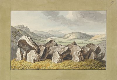 Un cerchio di pietre preistoriche su un tumulo, un ampio paesaggio oltre, metà XVIII-inizio XIX sec. da Johann Heinrich Wilhelm Tischbein