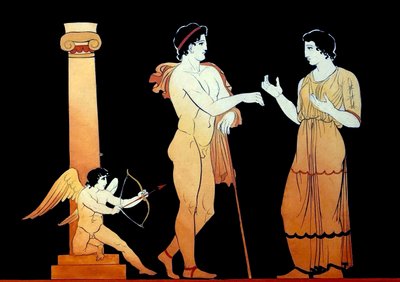 Eros che mira una delle sue frecce a una giovane coppia che parla c.1796 da Johann Heinrich Wilhelm Tischbein