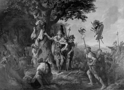 Hermann celebra la vittoria dopo la battaglia nella foresta di Teutoburgo da Johann Heinrich Wilhelm Tischbein