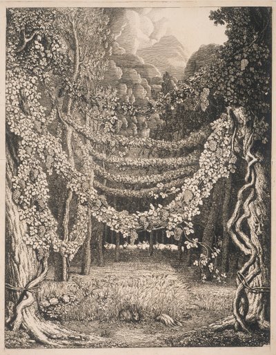 Veduta immaginaria di un vigneto lungo la strada per la Grotta di Polifemo da Johann Heinrich Wilhelm Tischbein