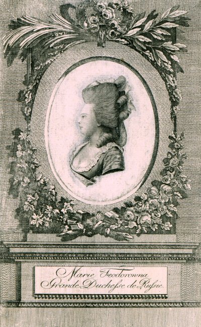 Ritratto della Granduchessa Maria Feodorovna Sophie Dorothea di Württemberg 1759-1828, 1781 da Johann Hieronymus Loeschenkohl