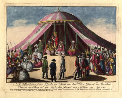 La deposizione del Pascià di Khotyn da parte del principe Josias di Sassonia-Coburgo e del generale..., settembre 1788 da Johann Hieronymus Loeschenkohl
