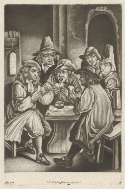 Uomini che giocano a carte da Johann Jacobus Haid