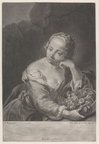 Donna con un cesto di frutta da Johann Jacobus Haid