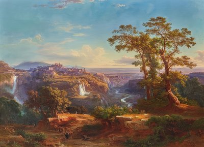 Veduta di Tivoli e delle cascate da Johann Jakob Frey