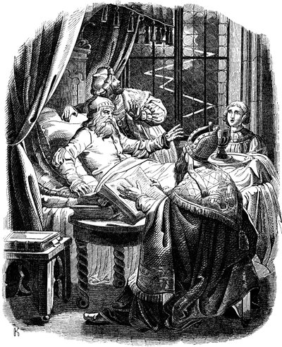 Enrico il Leone prima della sua morte a Brunswiek, illustrazione dalla Geschichte des deutschen Volkes di E. Duller da Johann Jakob Kirchhoff