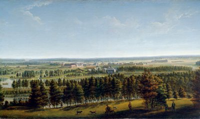 Parco del Palazzo visto dal Palazzo di Gatchina, 1790s da Johann Jakob Mettenleiter