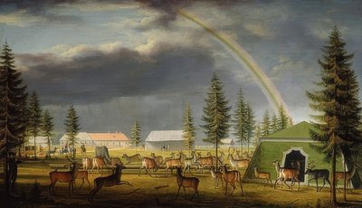 Mostra di animali nel parco del castello di Gattschina da Johann Jakob Mettenleiter