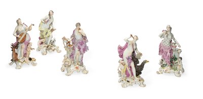 Cinque figure di Meissen emblematiche dei sensi, c.1765 da Johann Joachim Kaendler