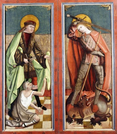San Martino e il mendicante; e San Giorgio e il drago - le ali di un altare da Johann Koerbecke