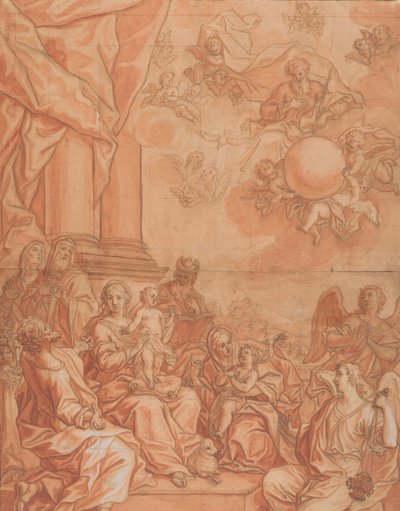 La Vergine e il Bambino con santi e angeli, e Dio Padre nel cielo da Johann Lorenz Haid