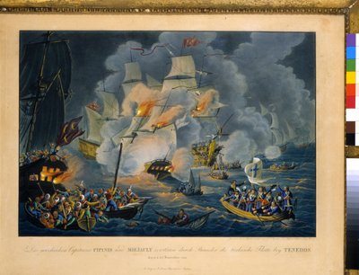 Battaglia di Tenedos, 27 ottobre 1822 (Incisione) da Johann Lorenz Rugendas