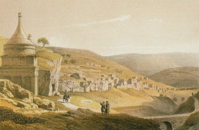 La tomba di Assalonne e Siloan. Incisione di Bernatz et alii - Steinkopk J.F. Editore da Johann Martin Bernatz