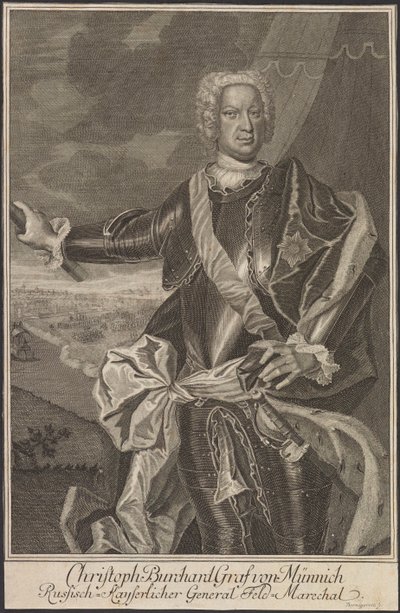 Ritratto del conte Burkhard Christoph von Münnich 1683-1767 da Johann Martin Bernigeroth