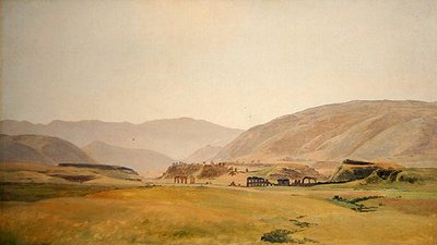 Paesaggio della Campagna (olio su cartone rigido su tela) da Johann Martin von Rohden