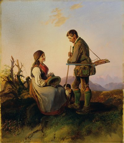 Cacciatore e ragazza da Johann Matthias Ranftl