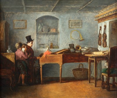 Il maestro con i ragazzi che cantano stonati al pianoforte da Johann Michael Neder