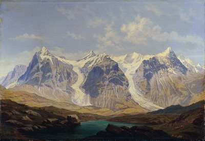 Wetterhorn, Mettenberg e Eiger con i due ghiacciai di Grindelwald in mezzo da Johann Michael Sattler