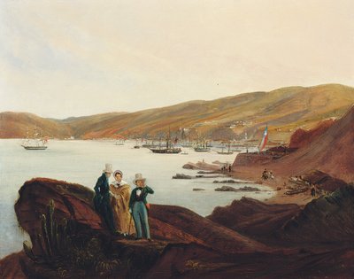 Spiaggia di El Membrillo, vicino a Valparaiso, 1844 da Johann Moritz Rugendas