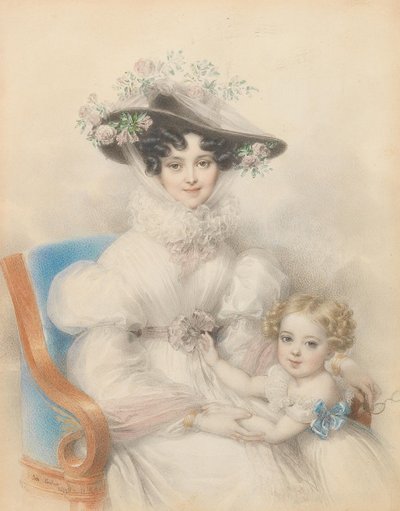 Principessa Enrichetta di Nassau-Weilburg 1797-1829 con la figlia Maria da Johann Nepomuk Ender