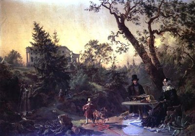 Gruppo familiare nel giardino di una casa di campagna da Johann Nepomuk Rauch