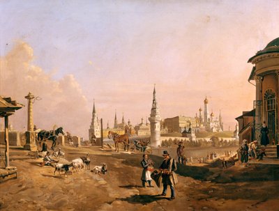 Vista del Ponte Bolshoy Kamenny e del Cremlino da Zamoskvorechye, 1837 da Johann Nepomuk Rauch