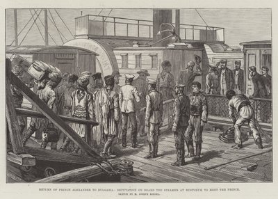 Ritorno del Principe Alessandro in Bulgaria, Deputazione a bordo del piroscafo a Rustchuk per incontrare il Principe da Johann Nepomuk Schonberg