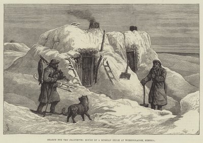 Ricerca della Jeannette, casa di un esiliato russo a Werkholansk, Siberia da Johann Nepomuk Schonberg