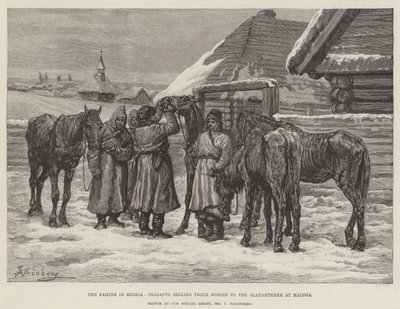 La carestia in Russia, contadini che vendono i loro cavalli al macellaio a Kaluga da Johann Nepomuk Schonberg
