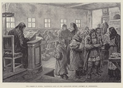 La carestia in Russia, distribuzione di zuppa al Convento di Alexander Nevsky, San Pietroburgo da Johann Nepomuk Schonberg
