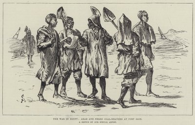 La Guerra in Egitto, Arabo e Caricatori di Carbone a Port Said da Johann Nepomuk Schonberg