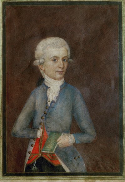 Wolfgang Amadeus Mozart (ca ... (gouache su pergamena) da Johann Nepomuk della Croce
