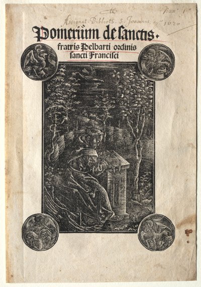 Pelbart di Temesvar che studia in un giardino da Johann Otmar