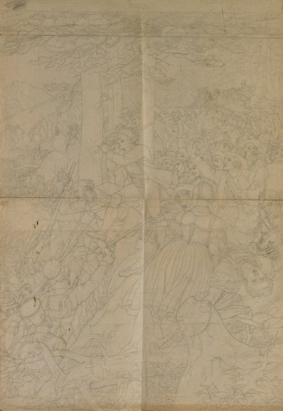 Disegno a contorno per "Scena dalla lotta per la libertà del Tirolo" da Johann Peter Krafft