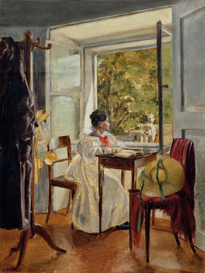 Marie Krafft alla scrivania da Johann Peter Krafft