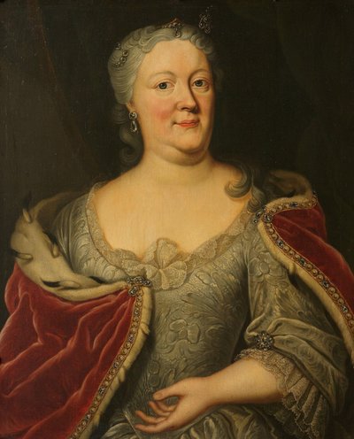 Ritratto di Maria Louisa van Hessen-Kassel, chiamata Maaike-Meu. Vedova dello Stadtholder di Frisia John Willem Friso, Principe di Orange-Nassau da Johann Philipp Behr