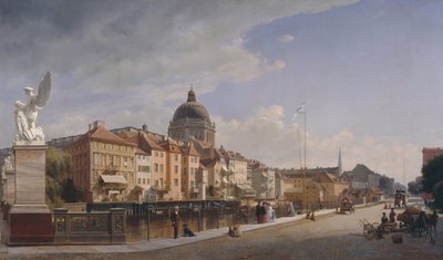 Vista posteriore delle case a Schloßfreiheit, 1855 da Johann Philipp Eduard Gaertner
