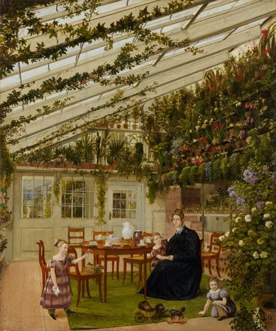 La famiglia del signor Westfal nella serra, 1836 da Johann Philipp Eduard Gartner