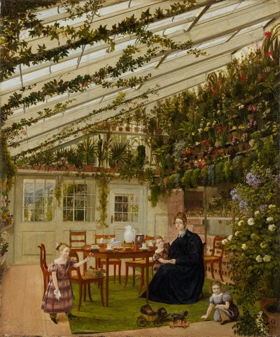 La famiglia del signor Westfal nella serra, 1836 da Johann Philipp Eduard Gartner