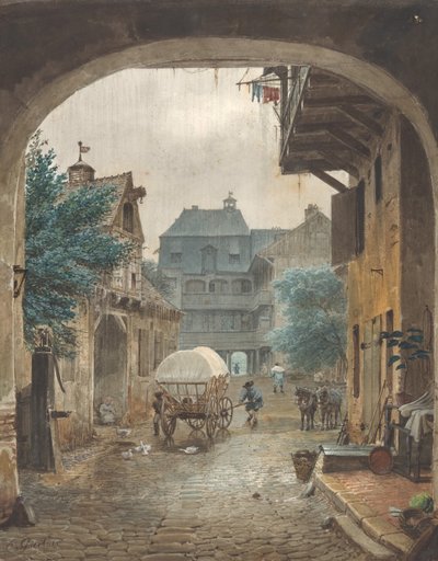 Veduta nel cortile di una locanda a Colmar, 1821-77 da Johann Philipp Eduard Gartner
