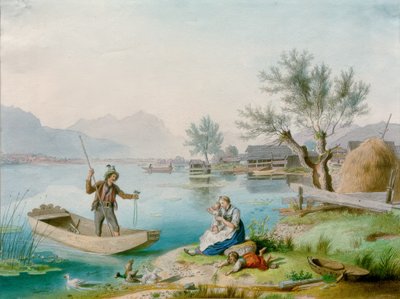 Famiglia di pescatori al Chiemsee da Johann Philipp Heinel
