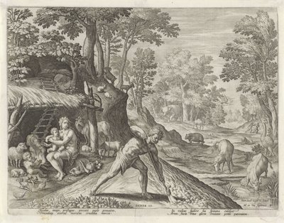 Adamo ed Eva al lavoro fuori dal Paradiso Terrestre da Johann Sadeler (I)
