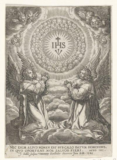 Angeli adorano il monogramma di Cristo da Johann Sadeler (I)
