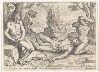 Eva piange la morte di Abele Storia di Caino e Abele (titolo della serie) da Johann Sadeler (I)