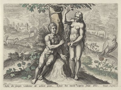 Eva tenta Adamo (Zondeval van de mens) da Johann Sadeler (I)